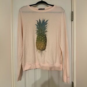 Wildfox Pink Crewneck Sweater with Pineapple Design